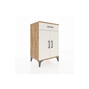 Hyperion Komodin 2 Raflı Tek Çekmeceli 2 Kapaklı 60x44x96 Çam-aytaşı