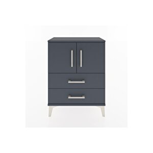 Arges Komodin 2 Raflı 2 Çekmeceli 2 Kapaklı 60x30x80 Antrasit-antrasit
