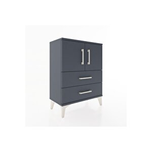 Arges Komodin 2 Raflı 2 Çekmeceli 2 Kapaklı 60x30x80 Antrasit-antrasit