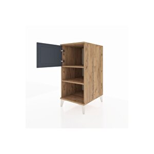 Kronos Komodin 2 Raflı Tek Kapaklı 44x59x96 Çam-antrasit