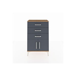 Arges Komodin 3 Çekmeceli 2 Kapaklı 60x30x96 Çam-antrasit
