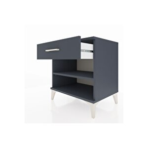 Hyperion Komodin Tek Raflı Tek Çekmeceli 60x44x64 Antrasit-antrasit