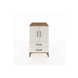 Kronos Komodin 2 Raflı 2 Çekmeceli 2 Kapaklı 60x59x96 Çam-aytaşı