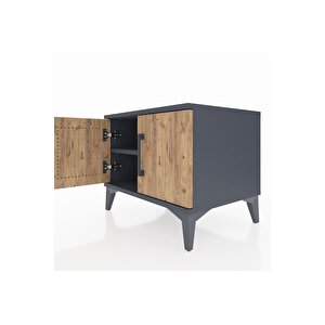 Hyperion Komodin Tek Raflı 2 Kapaklı 60x44x48 Antrasit-çam