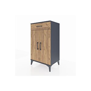 Hyperion Komodin 2 Raflı Tek Çekmeceli 2 Kapaklı 60x44x106 Antrasit-çam