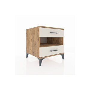 Kronos Komodin Tek Raflı 2 Çekmeceli 60x59x64 Çam-aytaşı