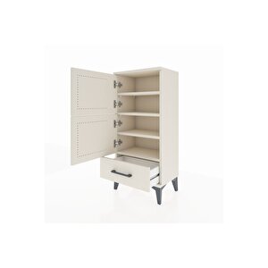 Arges Komodin 4 Raflı Tek Çekmeceli 2 Kapaklı 44x30x96 Aytaşı-aytaşı