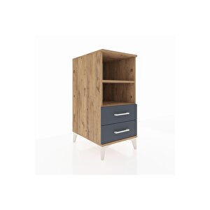 Kronos Komodin 2 Raflı 2 Çekmeceli 44x59x96 Çam-antrasit