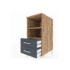 Kronos Komodin 2 Raflı 2 Çekmeceli 44x59x96 Çam-antrasit