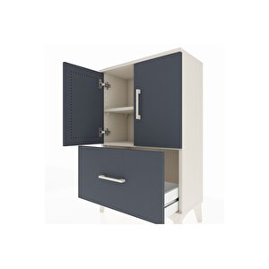 Arges Komodin 2 Raflı Tek Çekmeceli 2 Kapaklı 60x30x96 Aytaşı-antrasit