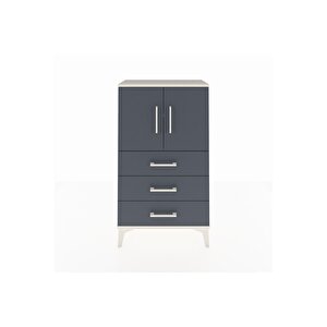 Arges Komodin 2 Raflı 3 Çekmeceli 2 Kapaklı 60x30x106 Aytaşı-antrasit