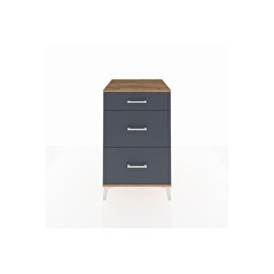 Kronos Komodin 3 Çekmeceli 60x59x96 Çam-antrasit