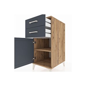 Kronos Komodin Tek Raflı 2 Çekmeceli Tek Kapaklı 44x59x96 Çam-antrasit