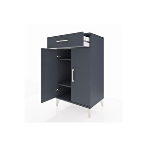 Hyperion Komodin 2 Raflı Tek Çekmeceli 2 Kapaklı 60x44x106 Antrasit-antrasit