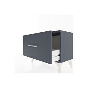 Arges Komodin Tek Çekmeceli 60x30x48 Antrasit-antrasit