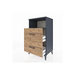 Hyperion Komodin Tek Raflı 2 Çekmeceli 60x44x106 Antrasit-çam