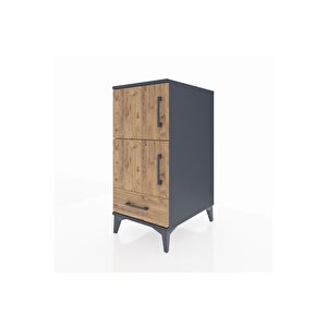 Kronos Komodin 4 Raflı Tek Çekmeceli Tek Kapaklı 44x59x96 Antrasit-çam