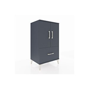 Hyperion Komodin 2 Raflı Tek Çekmeceli 2 Kapaklı 60x44x106 Antrasit-antrasit