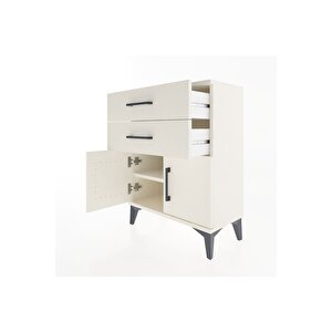 Arges Komodin Tek Raflı 2 Çekmeceli 2 Kapaklı 60x30x80 Aytaşı-aytaşı