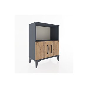 Arges Komodin 2 Raflı 2 Kapaklı 60x30x80 Antrasit-çam