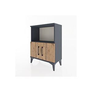 Arges Komodin 2 Raflı 2 Kapaklı 60x30x80 Antrasit-çam