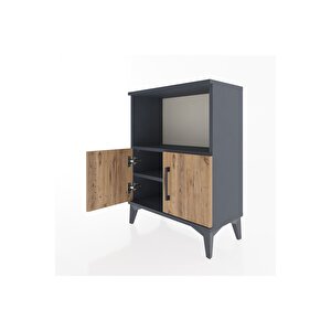 Arges Komodin 2 Raflı 2 Kapaklı 60x30x80 Antrasit-çam