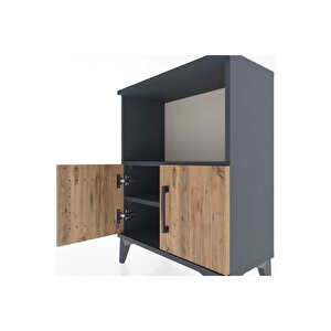 Arges Komodin 2 Raflı 2 Kapaklı 60x30x80 Antrasit-çam