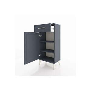 Arges Komodin 2 Raflı Tek Çekmeceli Tek Kapaklı 44x30x96 Antrasit-antrasit