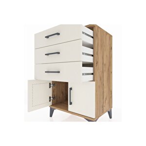 Hyperion Komodin 3 Çekmeceli 2 Kapaklı 60x44x96 Çam-aytaşı