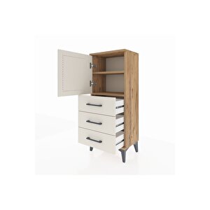 Arges Komodin 2 Raflı 3 Çekmeceli Tek Kapaklı 44x30x106 Çam-aytaşı