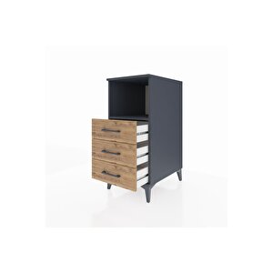 Kronos Komodin Tek Raflı 3 Çekmeceli 44x59x96 Antrasit-çam