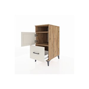 Kronos Komodin 2 Raflı Tek Çekmeceli Tek Kapaklı 44x59x96 Çam-aytaşı