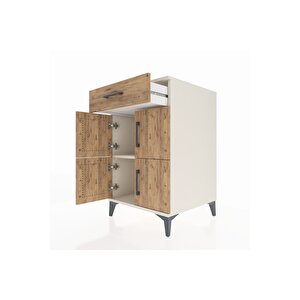 Kronos Komodin Tek Raflı Tek Çekmeceli 4 Kapaklı 60x59x96 Aytaşı-çam