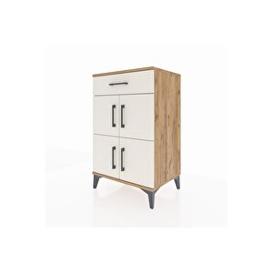 Hyperion Komodin Tek Raflı Tek Çekmeceli 4 Kapaklı 60x44x96 Çam-aytaşı