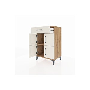 Hyperion Komodin Tek Raflı Tek Çekmeceli 4 Kapaklı 60x44x96 Çam-aytaşı