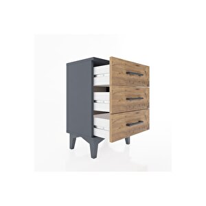 Arges Komodin 3 Çekmeceli 44x30x64 Antrasit-çam