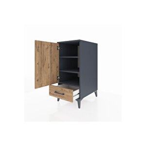 Kronos Komodin 3 Raflı Tek Çekmeceli Tek Kapaklı 44x59x96 Antrasit-çam