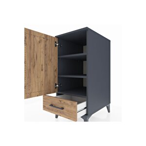 Kronos Komodin 3 Raflı Tek Çekmeceli Tek Kapaklı 44x59x96 Antrasit-çam