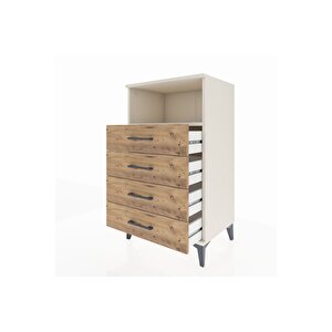 Hyperion Komodin Tek Raflı 4 Çekmeceli 60x44x106 Aytaşı-çam
