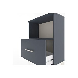 Arges Komodin Tek Raflı Tek Çekmeceli 60x30x80 Antrasit-antrasit