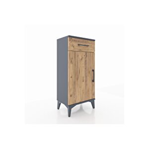 Arges Komodin 2 Raflı Tek Çekmeceli Tek Kapaklı 44x30x96 Antrasit-çam