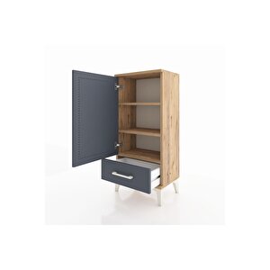 Arges Komodin 3 Raflı Tek Çekmeceli Tek Kapaklı 44x30x96 Çam-antrasit