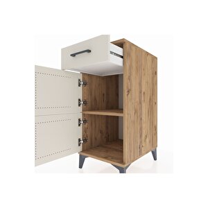 Kronos Komodin Tek Raflı Tek Çekmeceli 2 Kapaklı 44x59x96 Çam-aytaşı
