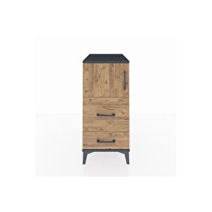 Kronos Komodin Tek Raflı 2 Çekmeceli Tek Kapaklı 44x59x96 Antrasit-çam