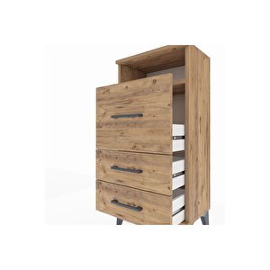 Arges Komodin Tek Raflı 3 Çekmeceli 44x30x96 Çam-çam