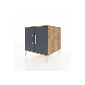 Kronos Komodin 2 Raflı 2 Kapaklı 60x59x64 Çam-antrasit