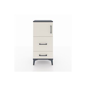 Arges Komodin Tek Raflı 2 Çekmeceli Tek Kapaklı 44x30x96 Antrasit-aytaşı