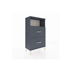 Arges Komodin Tek Raflı 2 Çekmeceli 60x30x106 Antrasit-antrasit