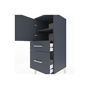 Hyperion Komodin 2 Raflı 2 Çekmeceli Tek Kapaklı 44x44x106 Antrasit-antrasit