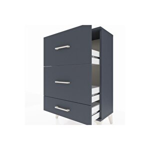 Arges Komodin 3 Çekmeceli 60x30x96 Antrasit-antrasit
